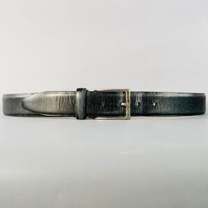 JOHN VARVATOS Size 42 Black Silver Leather Belt